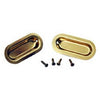 Sliding Door Pull, Bright Brass Oval, 1-3/8-In., 2-Pk.