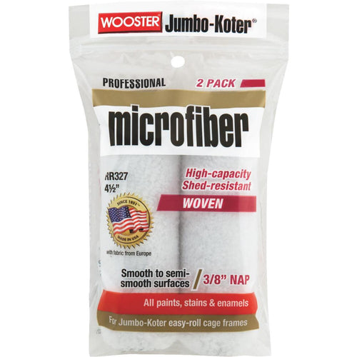 Wooster Jumbo-Koter 4-1/2 In. x 3/8 In. Mini Microfiber Trim Roller Cover (2-Pack)