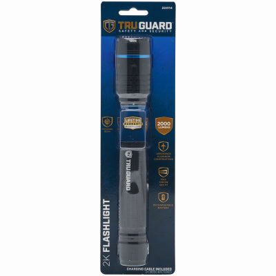 TruGuard Rechargeable Tactical Flashlight, 2000 Lumen