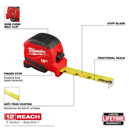Milwaukee 48-22-1716 Compact Tape Measure
