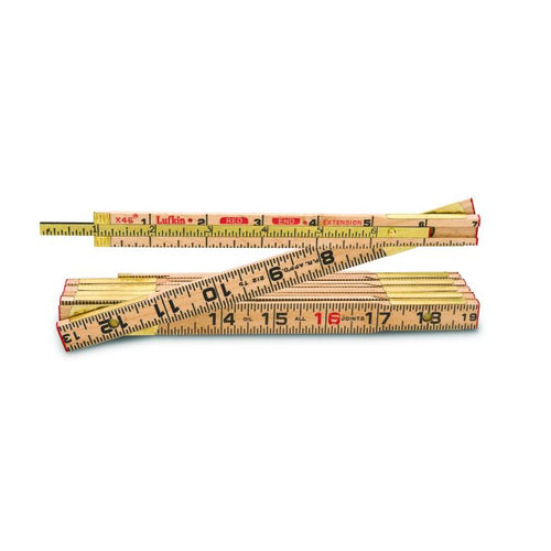 Crescent Lufkin 5/8 x 6' Red End® Wood Rule with Two 6 Slide Rule Extension