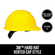 3M™ Hard Hat Vented Cap Style with Pin-Lock Adjustment, Yellow