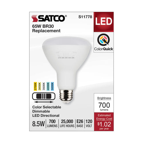 Satco S11778 8.5BR30/LED/5CCT/E26/120V