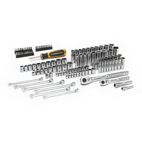 GearWrench 121 Piece 1/4” & 3/8” Drive 72-Tooth SAE/Metric Mechanics Hand Tool Set