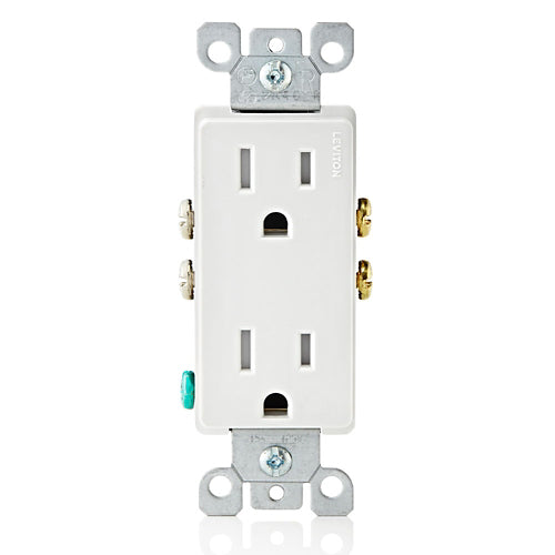 Leviton 15 Amp Decora Tamper-Resistant Duplex Outlet/Receptacle Grounding White