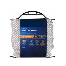 Nylon Rope, Twisted, White, 3/8-In. x 50-Ft.